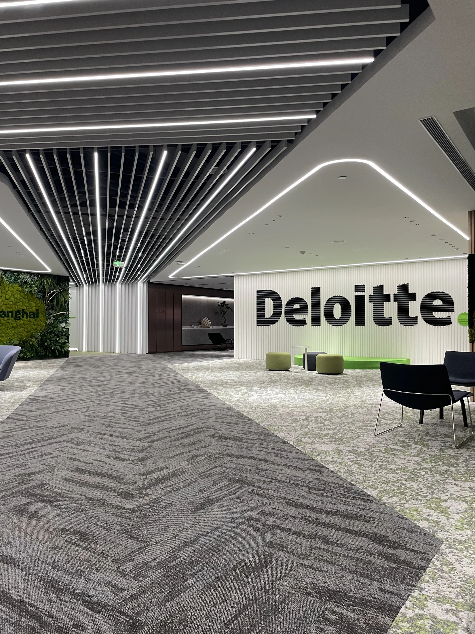 Deloitte office interior with the Deloitte logo